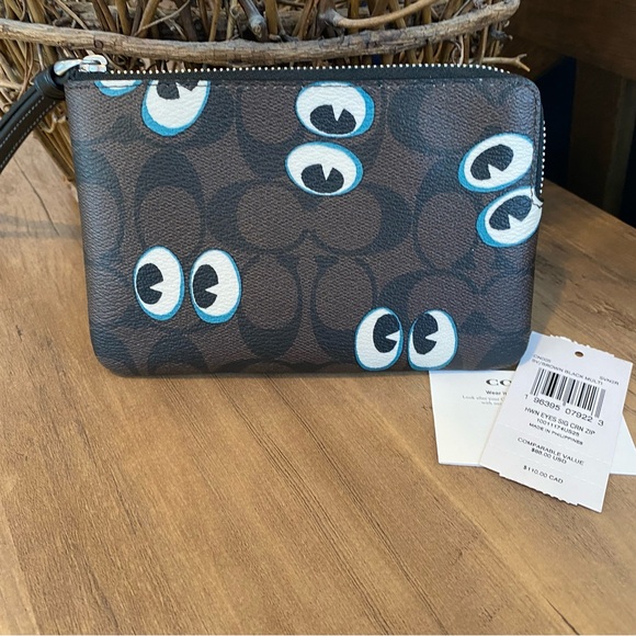 New Coach Corner Zip Wristlet - Halloween Eyes - Picture 2 of 5